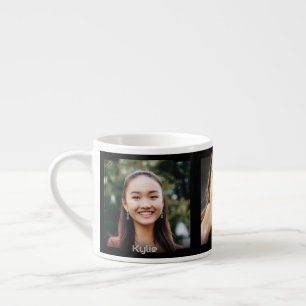 Drie foto's en naam, zwarte Sci-Fi-frame Espresso Kop