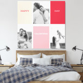 Drie foto's | Fijne Valentijnsdag Canvas Afdruk (Insitu (Slaapkamer))