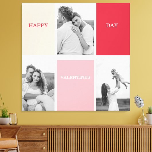 Drie foto's | Fijne Valentijnsdag Canvas Afdruk (Insitu (Woonkamer))