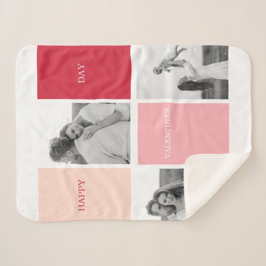 Drie foto's | Fijne Valentijnsdag Sherpa Deken (Voorkant (horizontaal))