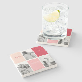 Drie foto's | Fijne Valentijnsdag Stenen Onderzetter