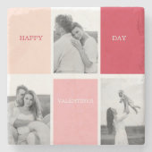 Drie foto's | Fijne Valentijnsdag Stenen Onderzetter (Voorkant)