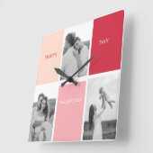 Drie foto's | Fijne Valentijnsdag Vierkante Klok (Hoek)