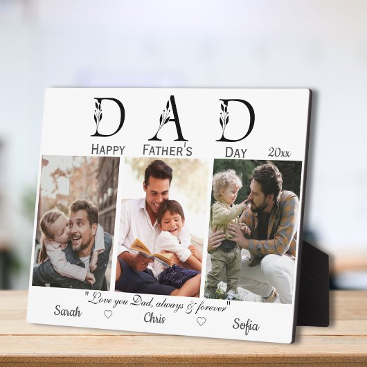 Drie foto's gelukkig Vaders dag wit modern Fotoplaat