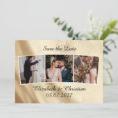 Drie foto's Gold Foil legant sparen de datum Kaart (Staand voorkant)