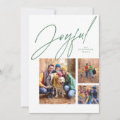 Drie foto's groen kerstfeest feestdagenkaart (Voorkant)