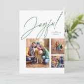 Drie foto's groen kerstfeest feestdagenkaart (Staand voorkant)