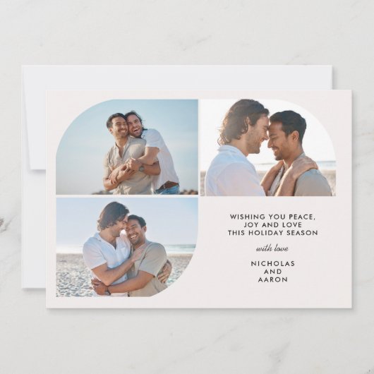 DRIE FOTO'S HALVE BOOG EENVOUDIGE KERSTVAKANTIE FEESTDAGENKAART (Voorkant)