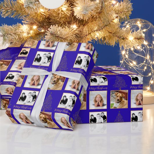 Drie foto's kerstboom cadeaupapier (Feestdagen)