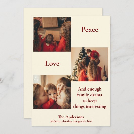 Drie foto's kerstkaart (Voorkant / Achterkant)