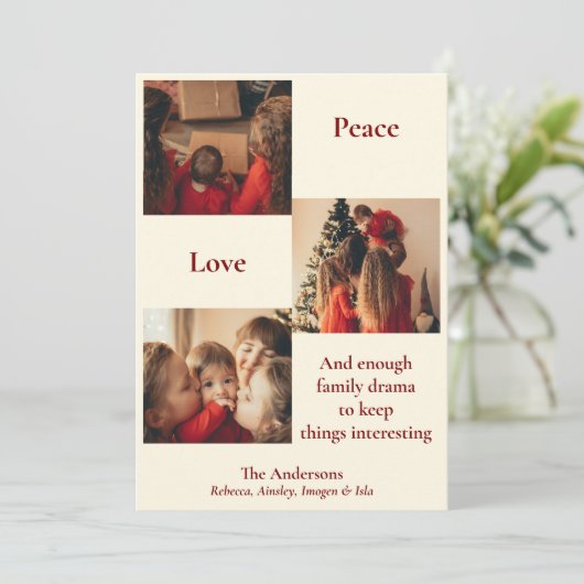 Drie foto's kerstkaart (Staand voorkant)