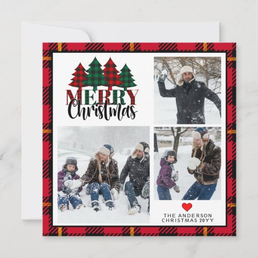Drie foto's Kerstmis gespeeld Vrolijk kerstfeest Feestdagenkaart (Voorkant)