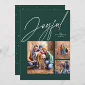 Drie foto's met drie groene kerstdagen feestdagenkaart (Voorkant / Achterkant)