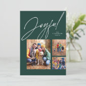 Drie foto's met drie groene kerstdagen feestdagenkaart (Staand voorkant)