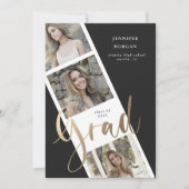 drie foto's met gouden afstuderen - aankondiging (Voorkant)