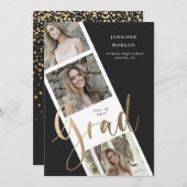 drie foto's met gouden afstuderen - aankondiging (Voorkant / Achterkant)