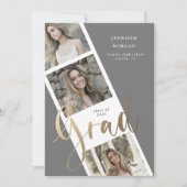 drie foto's met gouden afstuderen - aankondiging (Voorkant)