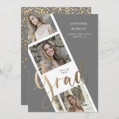 drie foto's met gouden afstuderen - aankondiging (Voorkant / Achterkant)