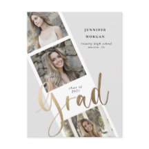 drie foto's met gouden afstuderen - aankondiging