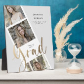 drie foto's met gouden afstuderen - aankondiging fotoplaat (Zijkant)