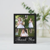 Drie foto's met kruis eerste communie zwart briefkaart (Staand voorkant)