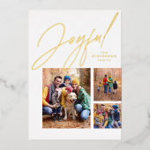 Drie foto's met rood kerstfeest folie feestdagenkaart (Voorkant)