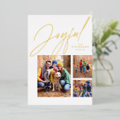 Drie foto's met rood kerstfeest folie feestdagenkaart (Staand Voorkant)