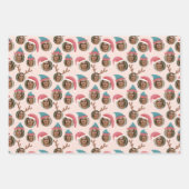 Drie foto's met roze kerstman, op maat inpakpapier vel (Voorkant 2)