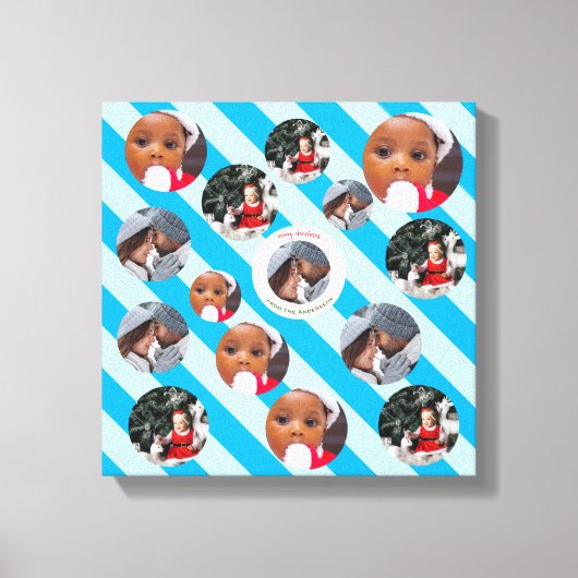 Drie foto's met speciale blauwe streep voor kerstm canvas afdruk (Voorkant)