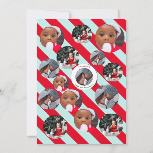 Drie foto's met speciale blauwe streep voor kerstm kaart (Voorkant)