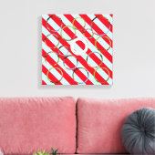 Drie foto's met speciale rode strepen voor kerstmi canvas afdruk (Insitu (Woonkamer))