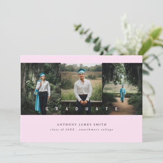 drie foto's minimalistisch elegant aankondiging (Staand voorkant)
