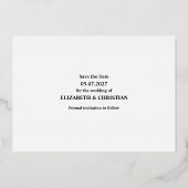 Drie foto's minimalistisch sparen de Datum Folie Uitnodiging (Achterkant)