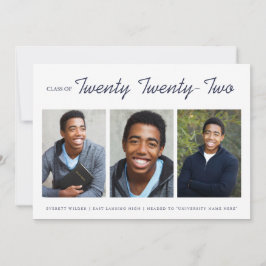 Drie foto's moderne afstudeeraankondiging | Marine Aankondiging