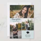 Drie foto's | Moderne Typografie Graduation Party Kaart (Voorkant)