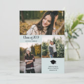 Drie foto's | Moderne Typografie Graduation Party Kaart (Staand voorkant)