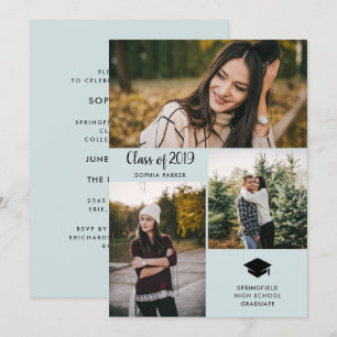 Drie foto's   Moderne Typografie Graduation Party Kaart