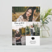 Drie foto's | Moderne Typografie GraduPartij Kaart (Staand voorkant)