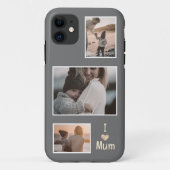 Drie Foto's Moederdag grijze iPhone Case (Achterkant)