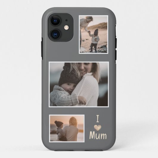 Drie Foto's Moederdag grijze iPhone Case (Achterkant)