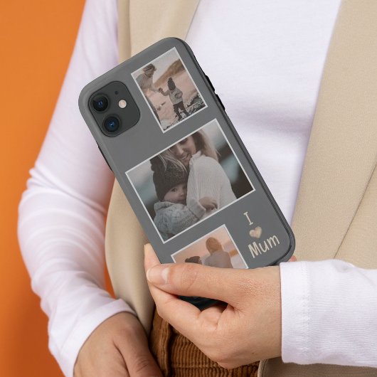 Drie Foto's Moederdag grijze iPhone Case