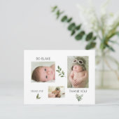 Drie foto's Nieuwe Baby Modern Dank u Briefkaart (Staand voorkant)