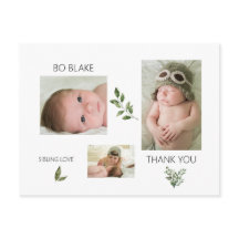 Drie foto's Nieuwe Baby Modern Dank u Briefkaart
