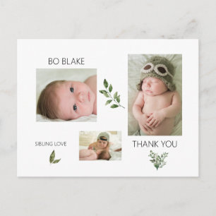 Drie foto's Nieuwe Baby Modern Dank u Briefkaart