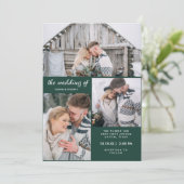 Drie foto's op Emerald Green | Weddenschap Kaart (Staand voorkant)