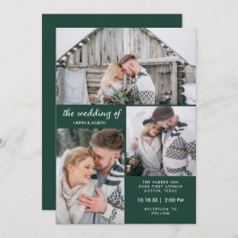 Drie foto's op Emerald Green | Weddenschap Kaart