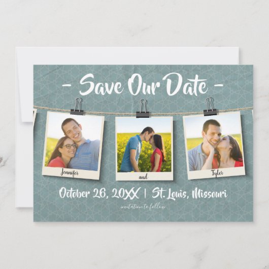 Drie foto's op touw - Save Our Date Save The Date (Voorkant)