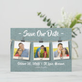 Drie foto's op touw - Save Our Date Save The Date (Staand voorkant)