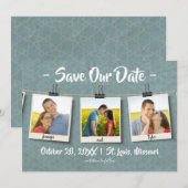 Drie foto's op touw - Save Our Date Save The Date (Voorkant / Achterkant)