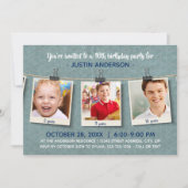 Drie foto's op Twine - Verjaardagsfeestuitnodiging Kaart (Voorkant)